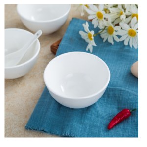 郝魅 陶瓷米饭碗加厚商用小碗 白面碗 酒店餐厅饭店碗 小汤碗白瓷碗 4英寸陶瓷罗汉碗