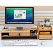 万事佳 显示器屏增高架电脑显示器增高架办公用品桌面收纳支架键盘置物架子加厚5MM板材 樱木色